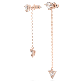 Orecchini pendenti Stilla, Design asimmetrico, Taglio triangolo, Bianchi, Placcato color oro rosa