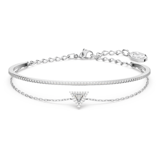 Braccialetto Stilla, Taglio triangolo, Pavé, Bianco, Placcato rodio