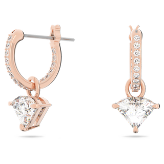 Orecchini pendenti Stilla, Taglio triangolo, Bianchi, Placcato color oro rosa