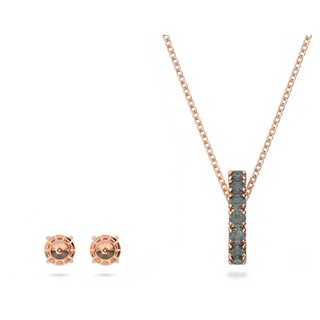 Pendente Exalta, Taglio tondo, Nero, Placcato color oro rosa