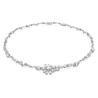 Collana Gema, Taglio misto, Fiore, Bianca, Placcato rodio