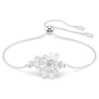Braccialetto Gema, Taglio misto, Fiore, Bianco, Placcato rodio