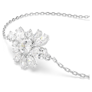 Braccialetto Gema, Taglio misto, Fiore, Bianco, Placcato rodio