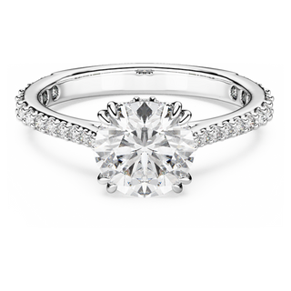 Anello cocktail Stilla, Taglio tondo, Pavé, Bianco, Placcato rodio