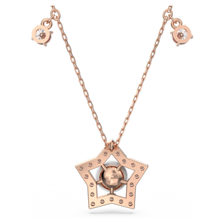 Collana Stella, Taglio misto, Stella, Bianca, Placcato color oro rosa