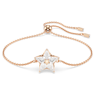 Braccialetto Stella, Taglio Kite, Stella, Bianco, Placcato color oro rosa