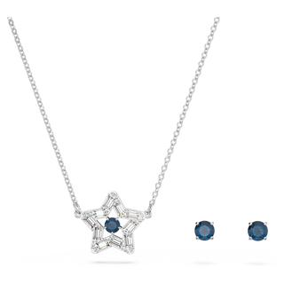 Set Stella, Taglio misto, Stella, Blu, Placcato rodio