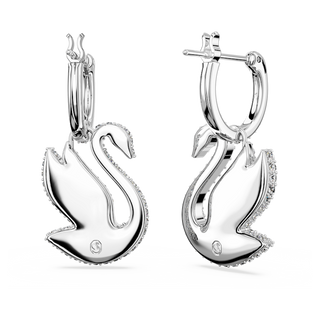Orecchini pendenti Swarovski Iconic Swan, Cigno, Bianchi, Placcato rodio