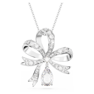 Pendente Hyperbola, Fiocco, Grande, Bianco, Placcato rodio