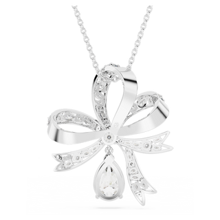 Pendente Hyperbola, Fiocco, Grande, Bianco, Placcato rodio