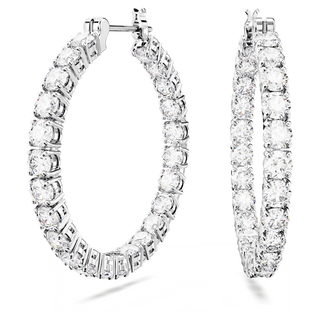 Orecchini a cerchio Matrix, Taglio Round, Bianchi, Placcato rodio