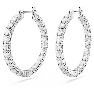 Orecchini a cerchio Matrix, Taglio Round, Bianchi, Placcato rodio