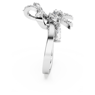 Anello cocktail Volta, Fiocco, Bianco, Placcato rodio