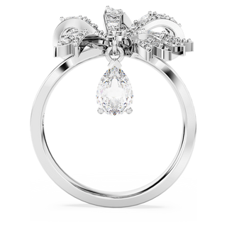 Anello cocktail Volta, Fiocco, Bianco, Placcato rodio