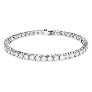 Braccialetto Matrix Tennis, Taglio Round, Bianco, Placcato rodio