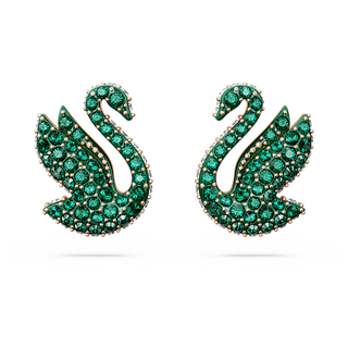 Orecchini a lobo Swan, Cigno, Verdi, Placcato color oro rosa