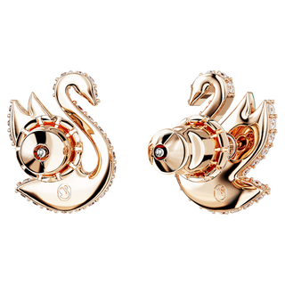 Orecchini a lobo Swan, Cigno, Verdi, Placcato color oro rosa