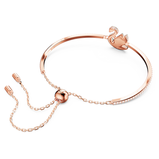 Bracciale rigido Swan, Cigno, Verde, Placcato color oro rosa