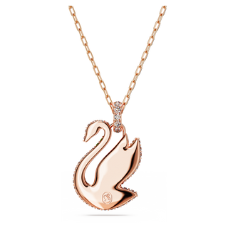 Pendente Swan, Cigno, Medio, Verde, Placcato color oro rosa