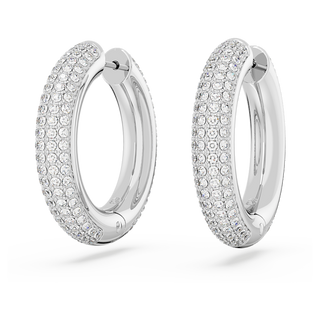 Orecchini a cerchio Dextera, Medi, Bianchi, Placcato rodio