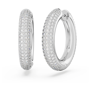 Orecchini a cerchio Dextera, Medi, Bianchi, Placcato rodio