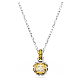 Pendente Birthstone, Taglio squadrato, Novembre, Giallo, Placcato rodio