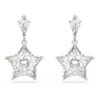 Orecchini pendenti Stella, Taglio Kite, Stella, Bianchi, Placcato rodio