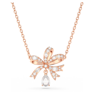 Collana Volta, Fiocco, Piccola, Bianca, Placcato color oro rosa