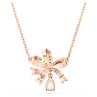 Collana Volta, Fiocco, Piccola, Bianca, Placcato color oro rosa