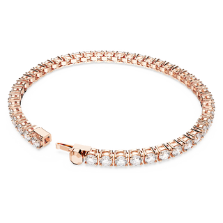 Braccialetto Matrix Tennis, Taglio Round, Bianco, Placcato color oro rosa