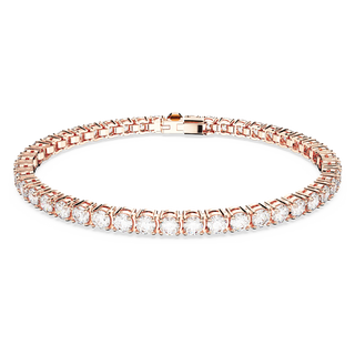 Braccialetto Matrix Tennis, Taglio Round, Bianco, Placcato color oro rosa