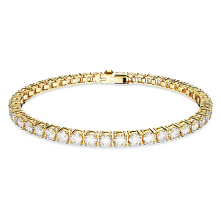 Braccialetto Matrix Tennis, Taglio Round, Bianco, Placcato color oro