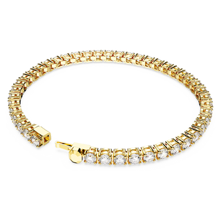 Braccialetto Matrix Tennis, Taglio Round, Bianco, Placcato color oro