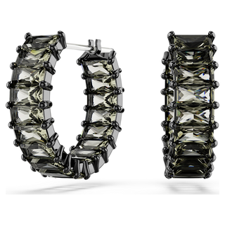 Orecchini a cerchio Matrix, Taglio baguette, Grigi, Placcato rutenio