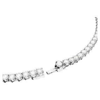 Collana Matrix Tennis, Taglio Round, Piccola, Bianca, Placcato rodio