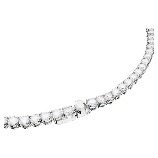Collana Matrix Tennis, Taglio Round, Piccola, Bianca, Placcato rodio