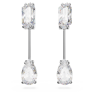 Orecchini a barra Mesmera, Taglio misto, Bianchi, Placcato rodio