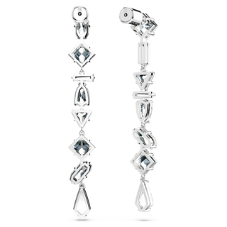 Orecchini pendenti Mesmera, Design asimmetrico, Taglio misto, Lunghi, Bianchi, Placcato rodio