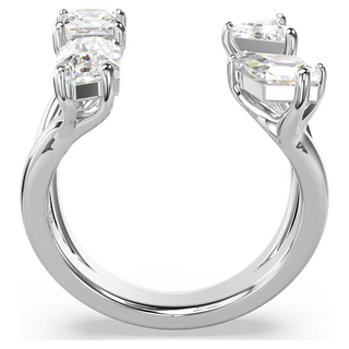 Anello aperto Mesmera, Taglio misto, Bianco, Placcato color argento