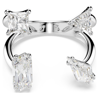 Anello aperto Mesmera, Taglio misto, Bianco, Placcato color argento