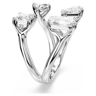 Anello aperto Mesmera, Taglio misto, Bianco, Placcato color argento