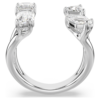 Anello aperto Mesmera, Taglio misto, Bianco, Placcato color argento