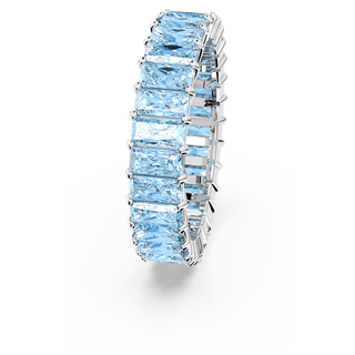 Anello Matrix, Taglio baguette, Blu, Placcato rodio