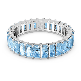 Anello Matrix, Taglio baguette, Blu, Placcato rodio