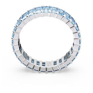 Anello Matrix, Taglio baguette, Blu, Placcato rodio