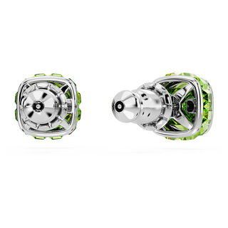 Orecchini a lobo Birthstone, Taglio squadrato, Agosto, Verdi, Placcato rodio