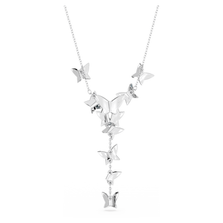 Collana a Y Idyllia Lilia, Farfalla, Blu, Placcato rodio