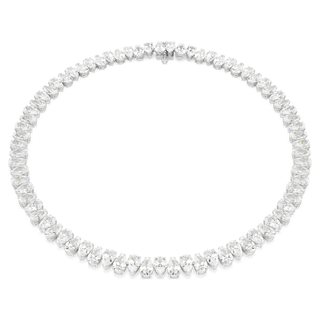 Collana Tennis Matrix, Taglio Pear, Bianca, Placcato rodio