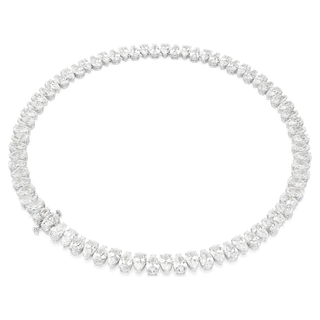 Collana Tennis Matrix, Taglio Pear, Bianca, Placcato rodio