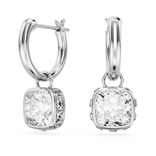 Orecchini pendenti Stilla, Taglio squadrato, Bianchi, Placcato rodio